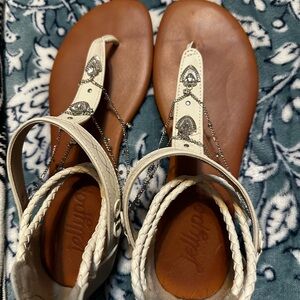 Women's White Sandals with Silver Accents